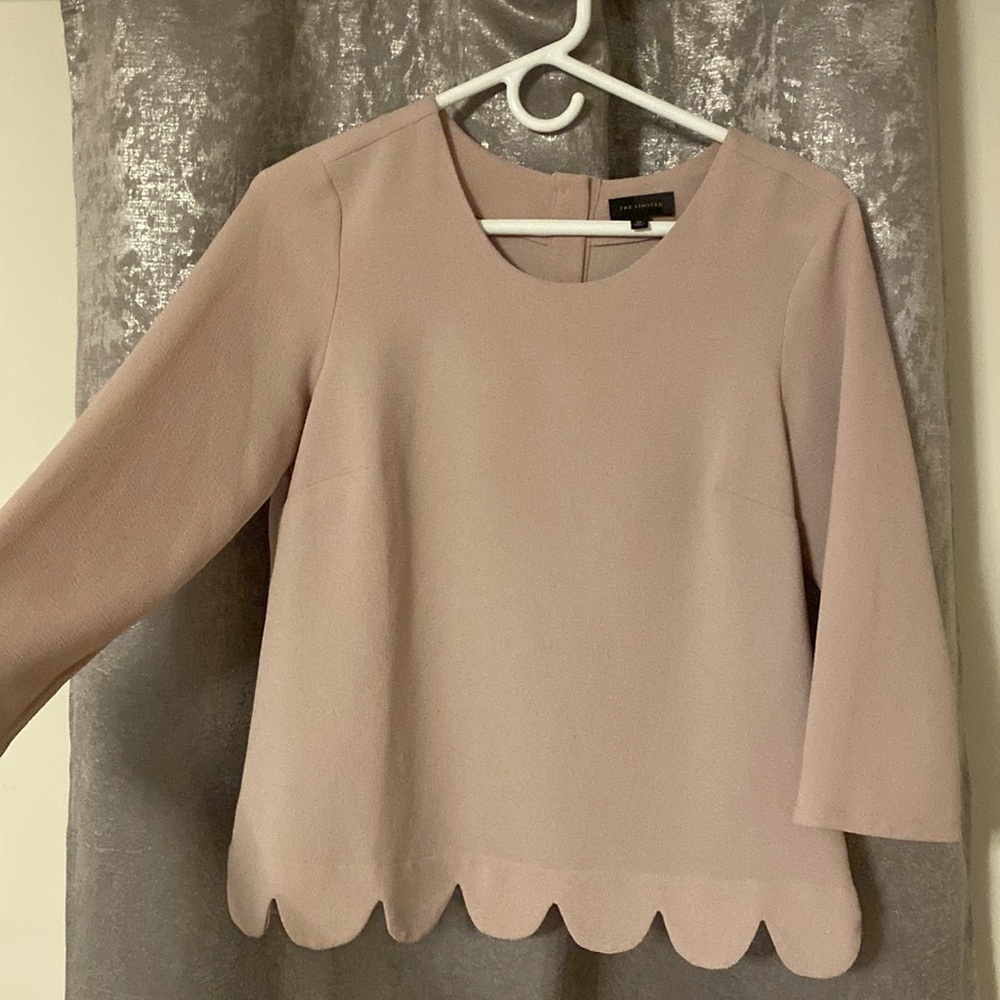 Blush colored scalloped blouse